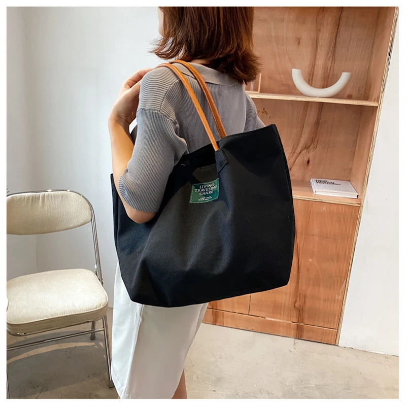 New Trendy Canvas Tote Bag Shouler Bags Large-Capacity Handbag Casual Designer Messenger Bag Student Reusable Shopping Beach Bag