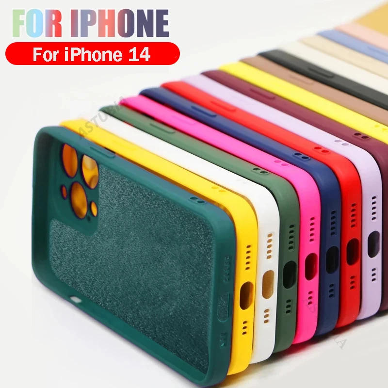 

Official Original Square Liquid Silicone Case for iPhone 11 12 14 13 Pro XS Max Mini X XR 8 7 Plus SE Lens Protection Cover