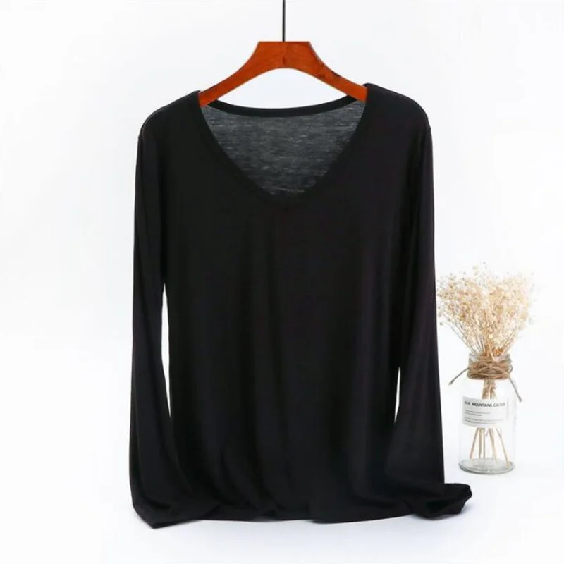 

Plus Size Spring Autumn Women Soft Fitness Dance Training Base Top Modern Yoga V-neck Shirt