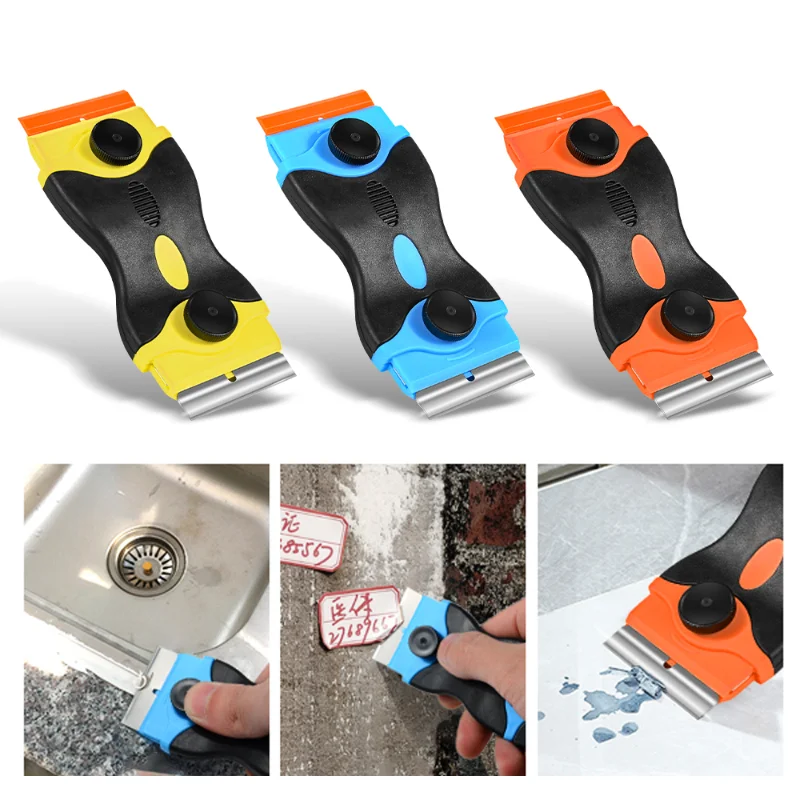 

Double-Sided Scraper with Plastic Handle Blade Tool for Household Car Glass Ceramic Kitchen Wrap Glue Squeegee Remover