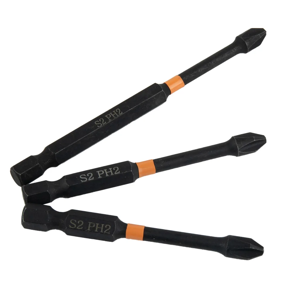 

3pcs Impact Screwdriver Bit Set Alloy Steel 1/4Inch Hex PH2 Magnetic Batch Head Cross Hand Drill Bit For Electric Screwdrivers