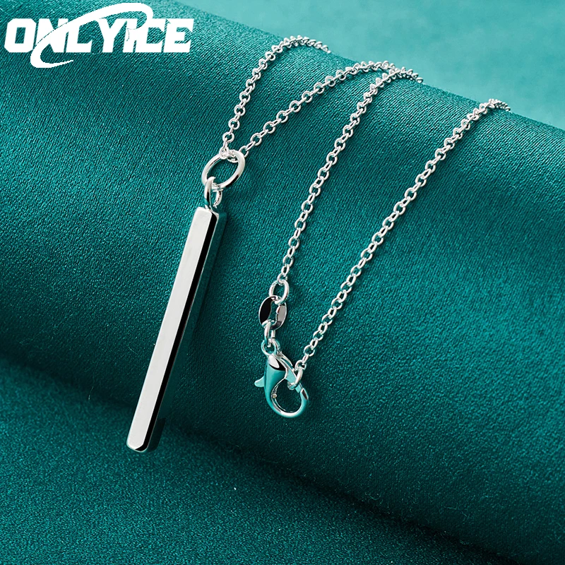 

New 925 Sterling Silver Necklace For Women Man Jewelry 16-30 Inches Rectangle Column Pendant Fashion Wedding Christmas Gifts