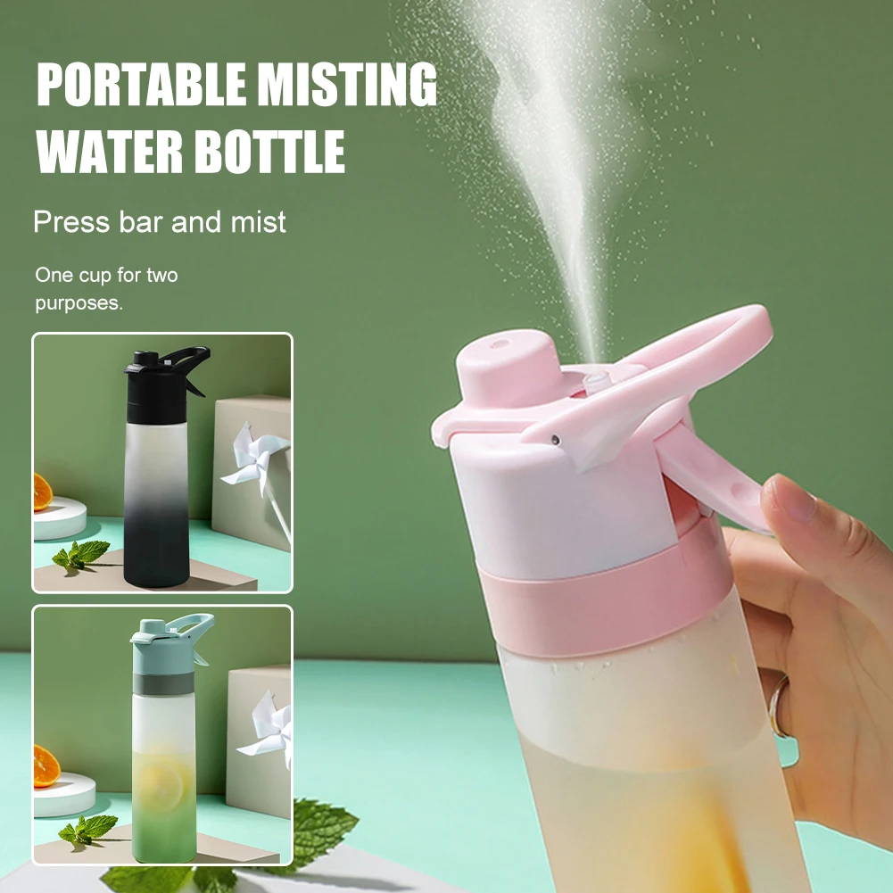 

2 In 1 650ML Misting Water Bottle Portable Leakproof Water Bottle With Mister Summer Cooling Drinking Bottle Sprayer Water Cup