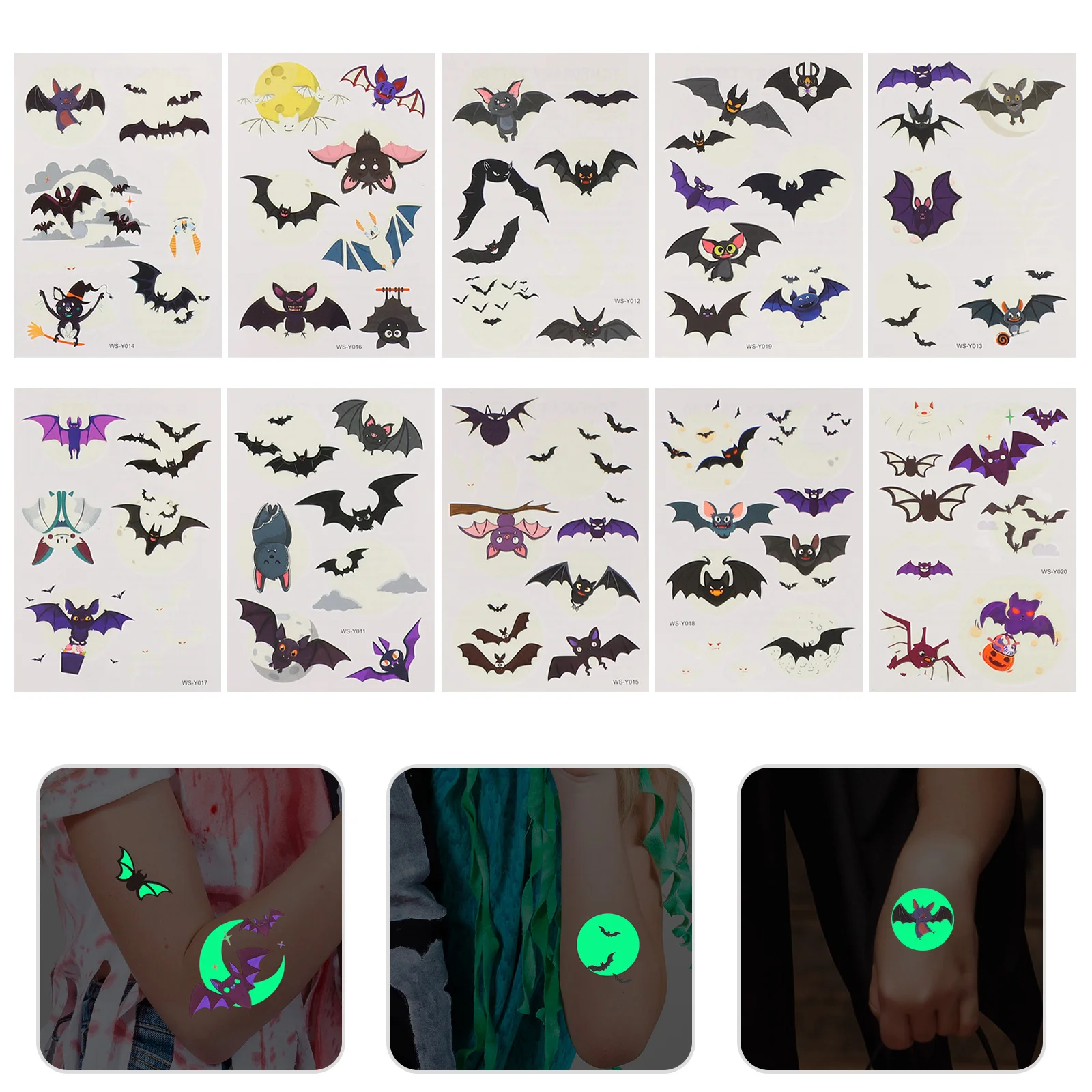 

Halloween Tattoo Stickers Bat Body Tattoos Decal Fluorescent Decals Temporary Glow