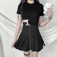 weiyao streetwear black t shirts women harajuku punk tees gothic sexy hollow out tops summer fashion