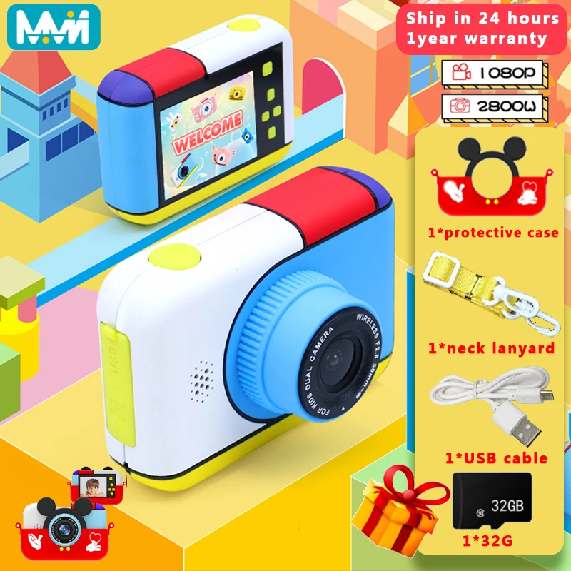 

Kids Camera 1080P 28MP 2‘’ Color Screen Selfie Mickey Camera Video Game Camera Children Camera Toys Gifts for Girl Boy Children