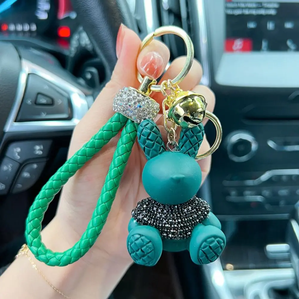 Брелок для ключей с милым кроликом и шипами со стразами тканая веревка нежная