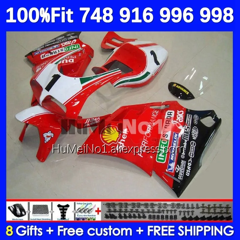 

Injection Kit For DUCATI 748 853 916 996 998 S R 1994 1995 1996 1997 200No.96 748S 998R 996R 98 99 00 01 02 Fairing Factory Red