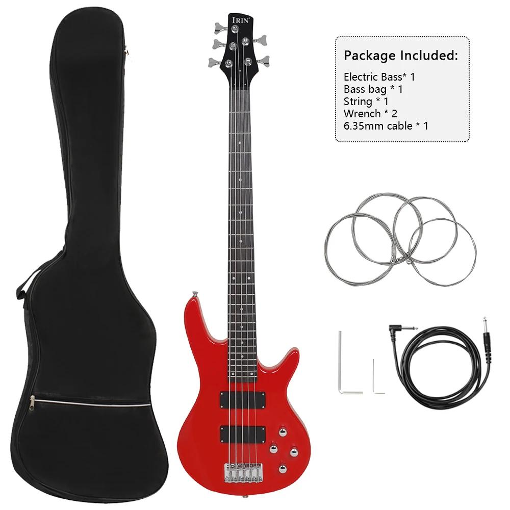 

IRIN 5 Strings Bass Guitar 24 Frets Maple Body Neck Electric Bass Guitar Stringed Musical Instrument With Guitar Accessories