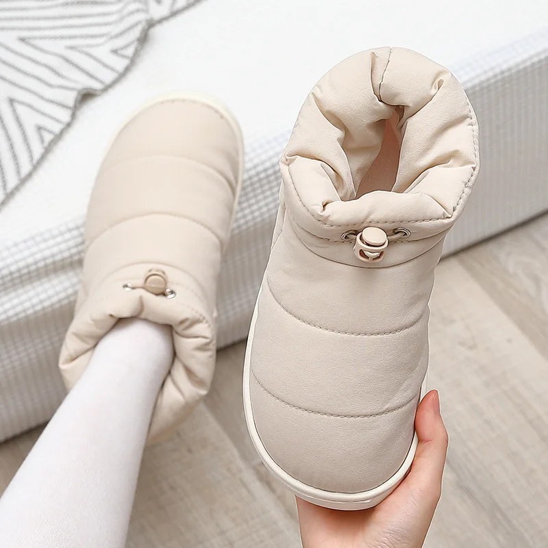 Snow Boots Plush Warm Ankle Boots For Women Mens Winter Shoes Windproof Lightness Down Boots Couples Female Winter Shoes Booties