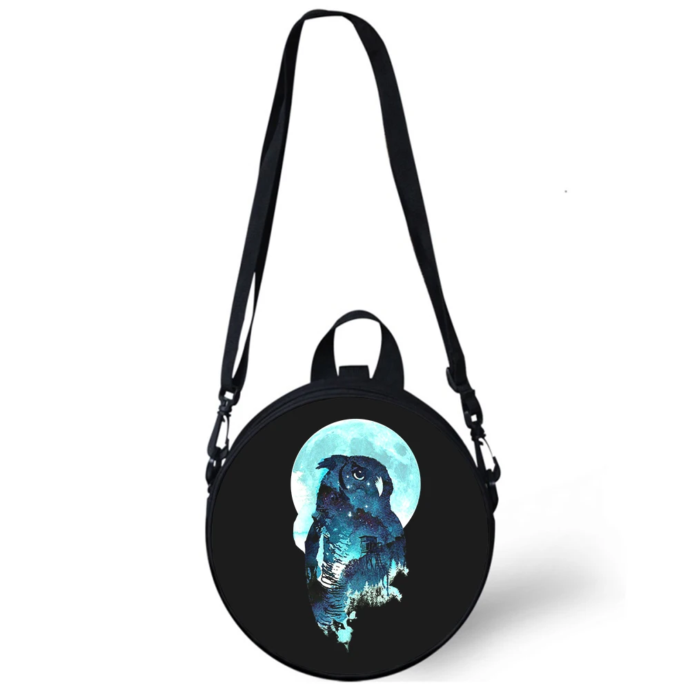 animal owls Child kindergarten Bag 3D Print Crossbody Shoulder Bags For School Women Mini Round Bagpacks Rugtas Bag