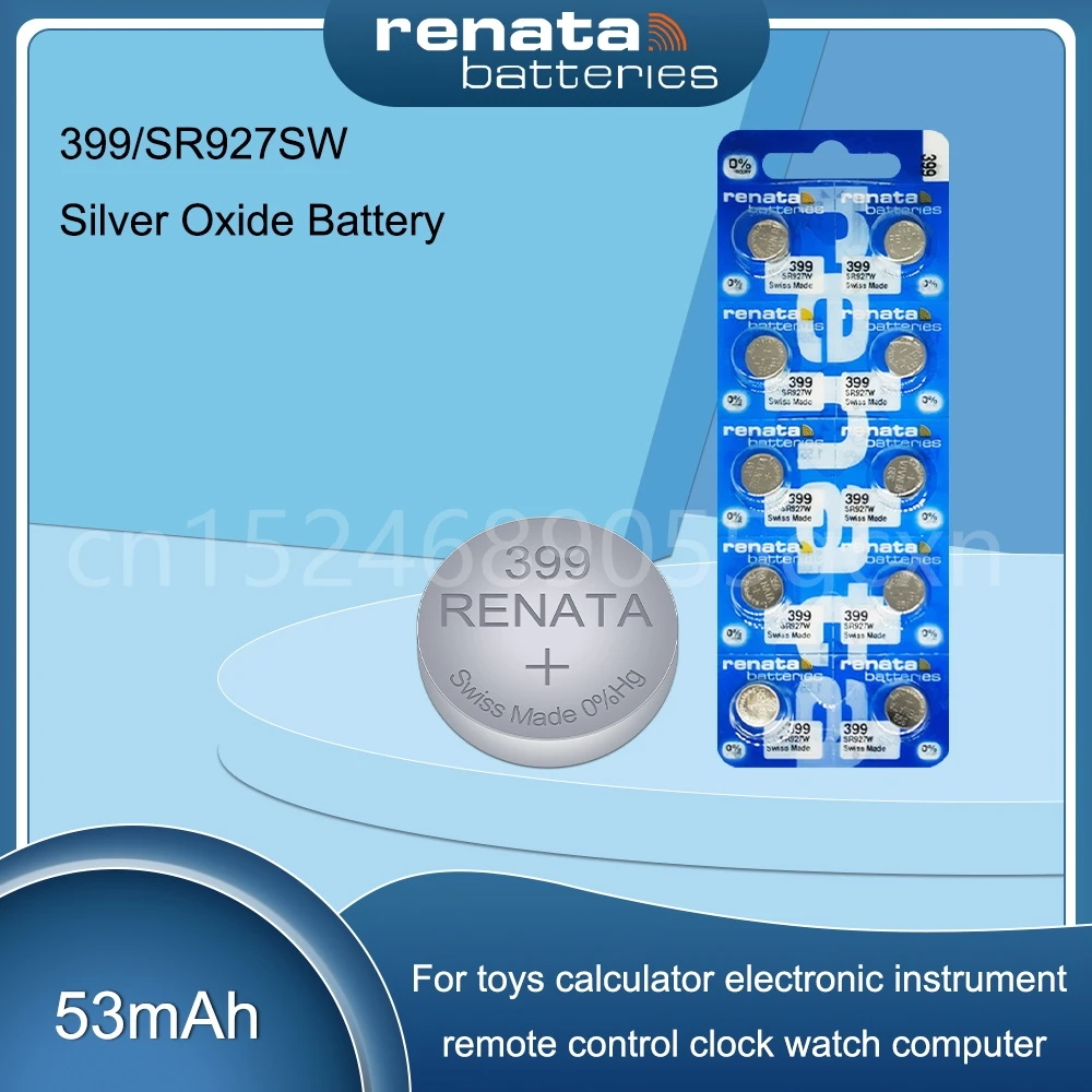 Аккумулятор для часов Renata 399 SR927SW AG7 LR927 LR57 395 SP399 LR927W 1,55 в, оксид серебра