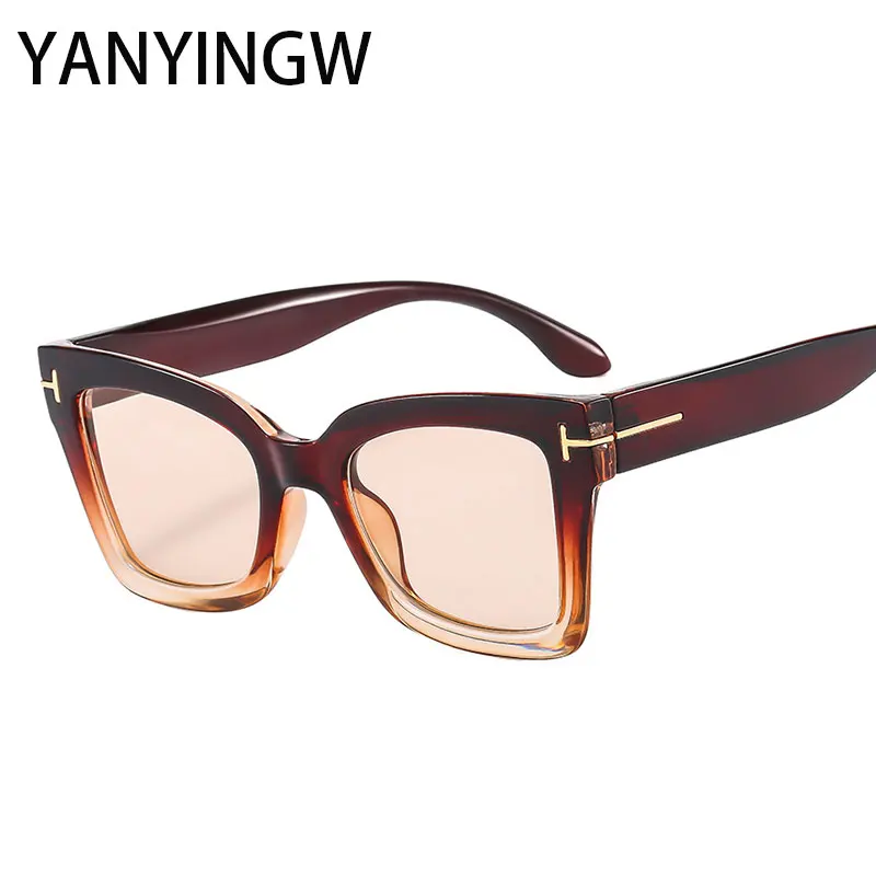 

Fashion Originality Square Sun Glasses Men Women Popular Two Color Splicing Gradient Color Outdoors Uv400 Protection Glasses