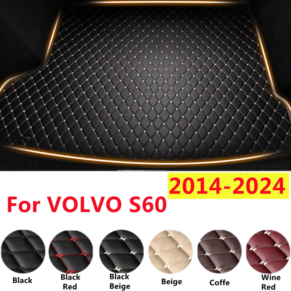 

SJ XPE кожаные автомобильные коврики для багажника на заказ, подходят для Volvo S60 2014-15-16-23-2024, автомобильные аксессуары, задний грузовой лайнер, водонепроницаемые накладки для ботинок