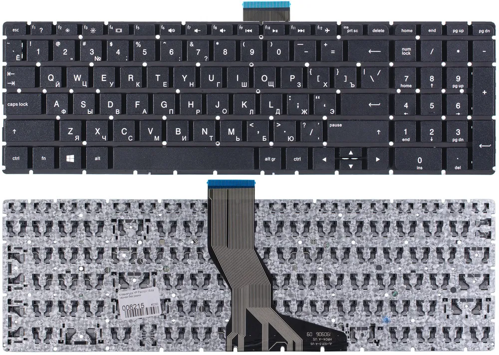 Клавиатура черная без рамки для HP Pavilion 15-au016ur