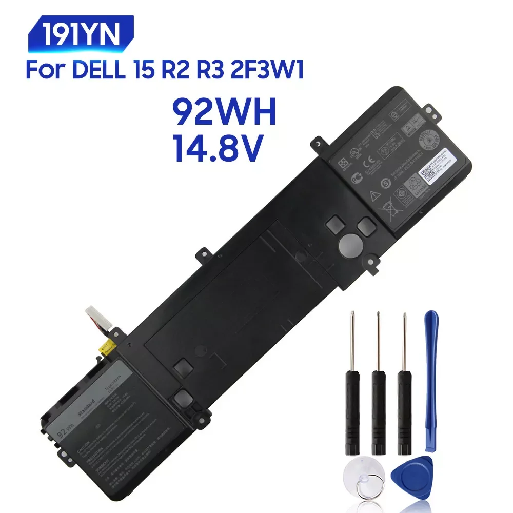 

NEW2022 Replacement Battery For Dell 15 R3 P43F P42F R2 17 2F3W1 6JHDV 191YN Rechargeable Battery 92Wh