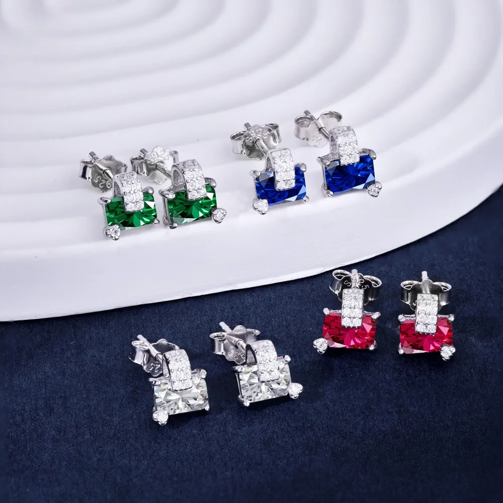 

WPB S925 серьги из стерлингового серебра, женские блестящие прямоугольные серьги, женские роскошные ювелирные изделия, Яркий Циркон, дизайн, по...