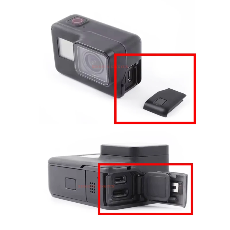 Фото Крышка боковой двери камеры для GoPro Hero7, черные запасные части для порта USB-C-для GoPro 7, черная крышка боковой двери, сменные аксессуары №5