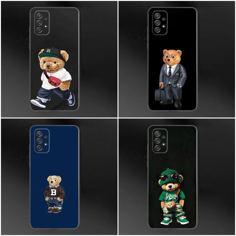 Baron F-Filou Bear Fashion Phone Case For Samsung S24 S23 S22 S21 S20 S10 S10E S9 Plus FE Note 20 Ultra 10 9 Black Cover