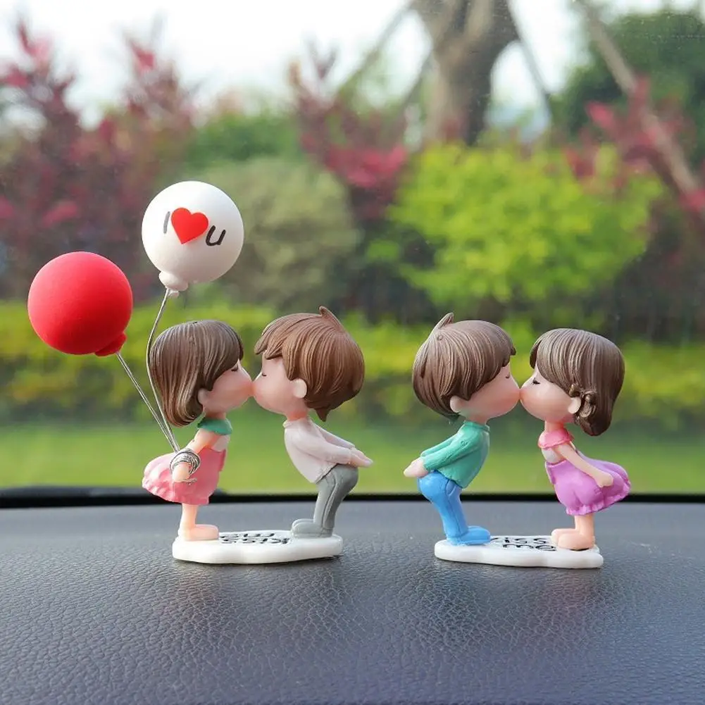 

Car Decoration Cute Cartoon Couples car mirror accessories Action Figure Figurines Balloon Ornament Auto Interior Dashboard Gift