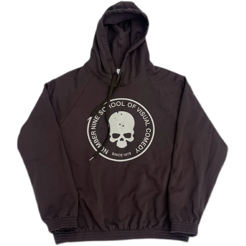 New Luxury 2022 Skull Head Number Nine Face Pullover Hoodies Hoody hooded Sweatshirts velvet Cotton Thick Fleece Asian R085