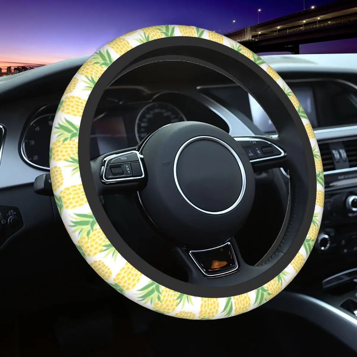 

37-38 Car Steering Wheel Covers Pineapple Simplicity Plants Geometry Braid On The Steering Wheel Cover Auto Car Accessories