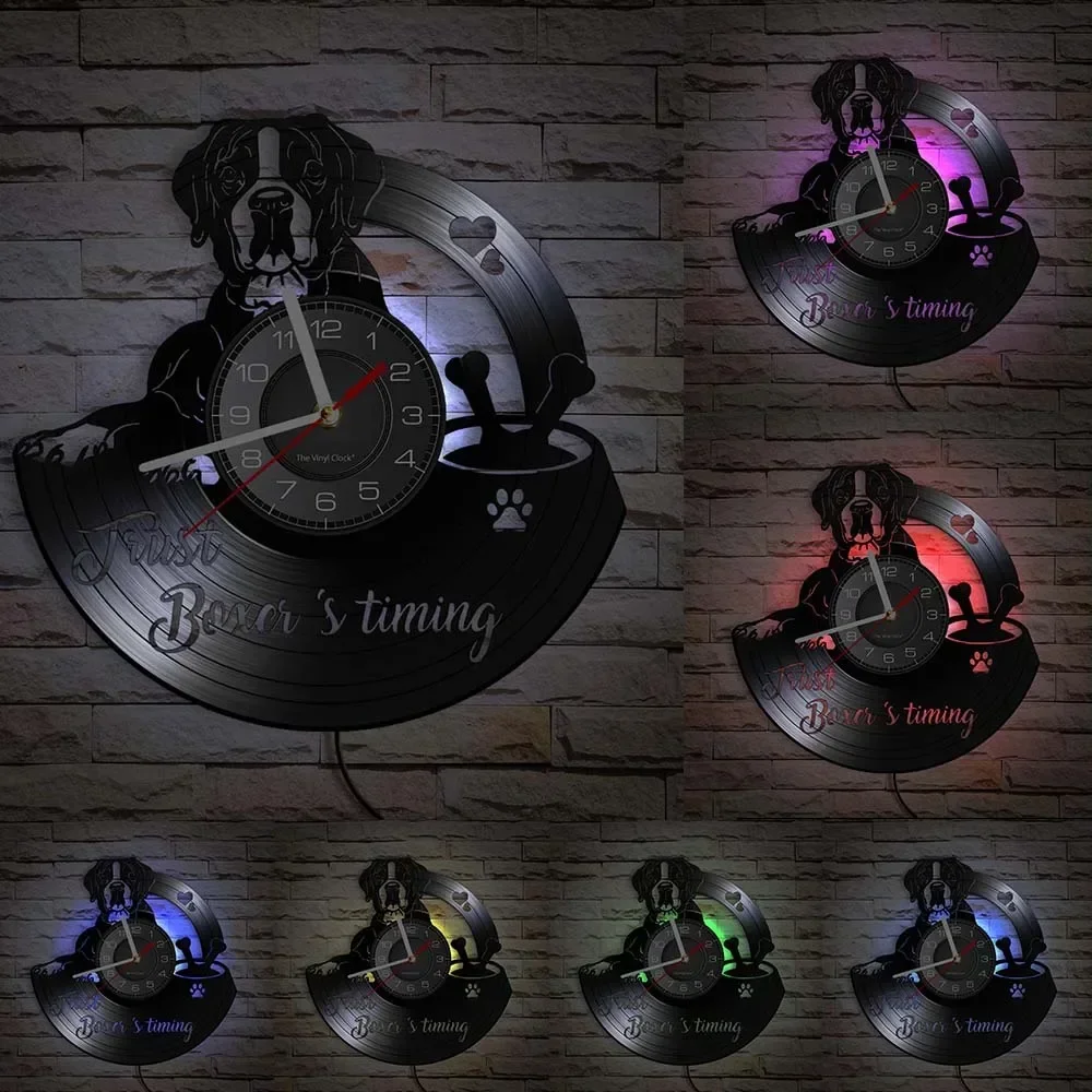Настенные часы-боксеры для собак и пород сделанные из виниловой пластины LP