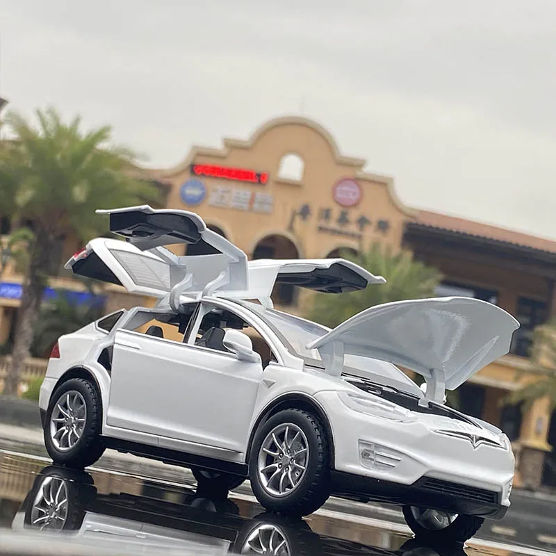 

1:24 Tesla Model X Alloy Car Model Diecast Metal Toy Vehicles Car Model Simulation Sound and Light Collection Childrens Toy Gift