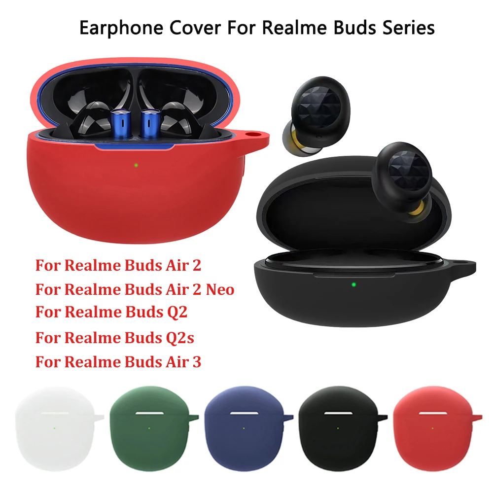

Wireless Earphone Cover For Realme Buds Air2 Neo Q2/Buds Q2s/Air 2 Silicone Shell Cases Bluetooth Earphones Box Protective Cover