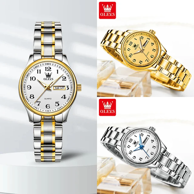 OLEVS Women's Wrist watch Original Luxury Watches for Ladies Waterproof Stainless Steel Quartz Woman Wristwatch Gold 2022 trend 2