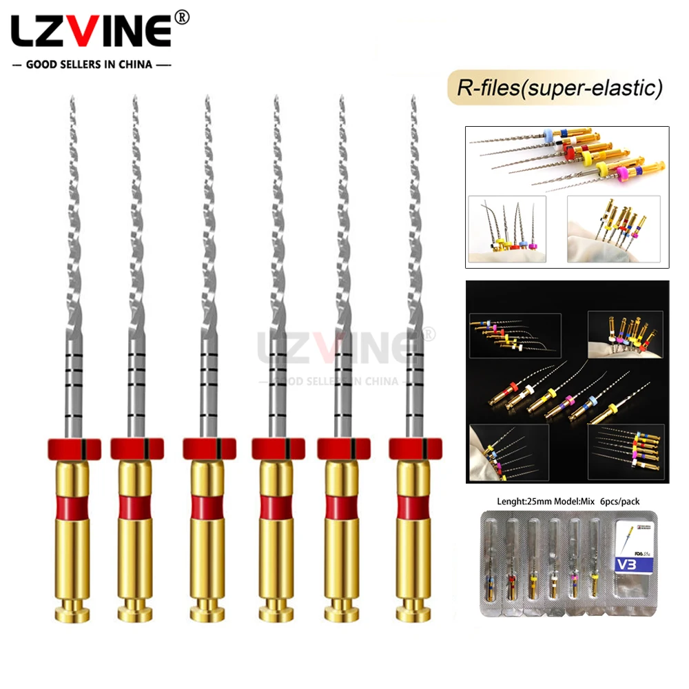 6 шт./кор. стоматологические термоактивированные золотые гибкие файлы обработка