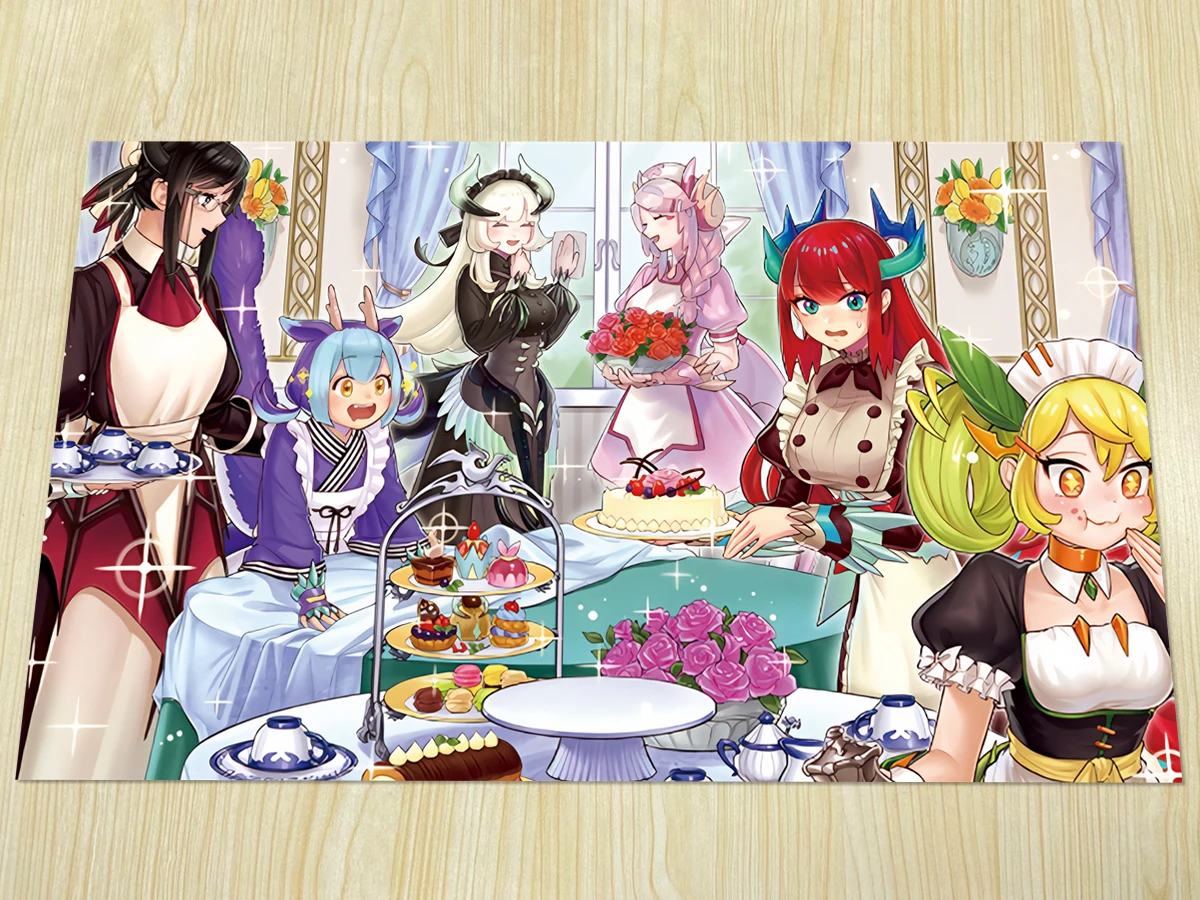 

Игровой коврик YuGiOh Dragonmaid отель TCG для настольных игр, игровой коврик для торговых карт, персонализированный Аниме Коврик для мыши, искусственные зоны и сумка