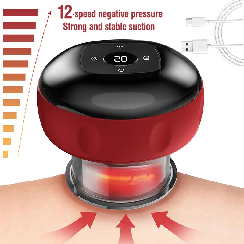 

Electric Vacuum Cupping Massager Guasha Scraping Therapy Red Light Heating Vibration Pain Relief Fat Burner Slimming Body