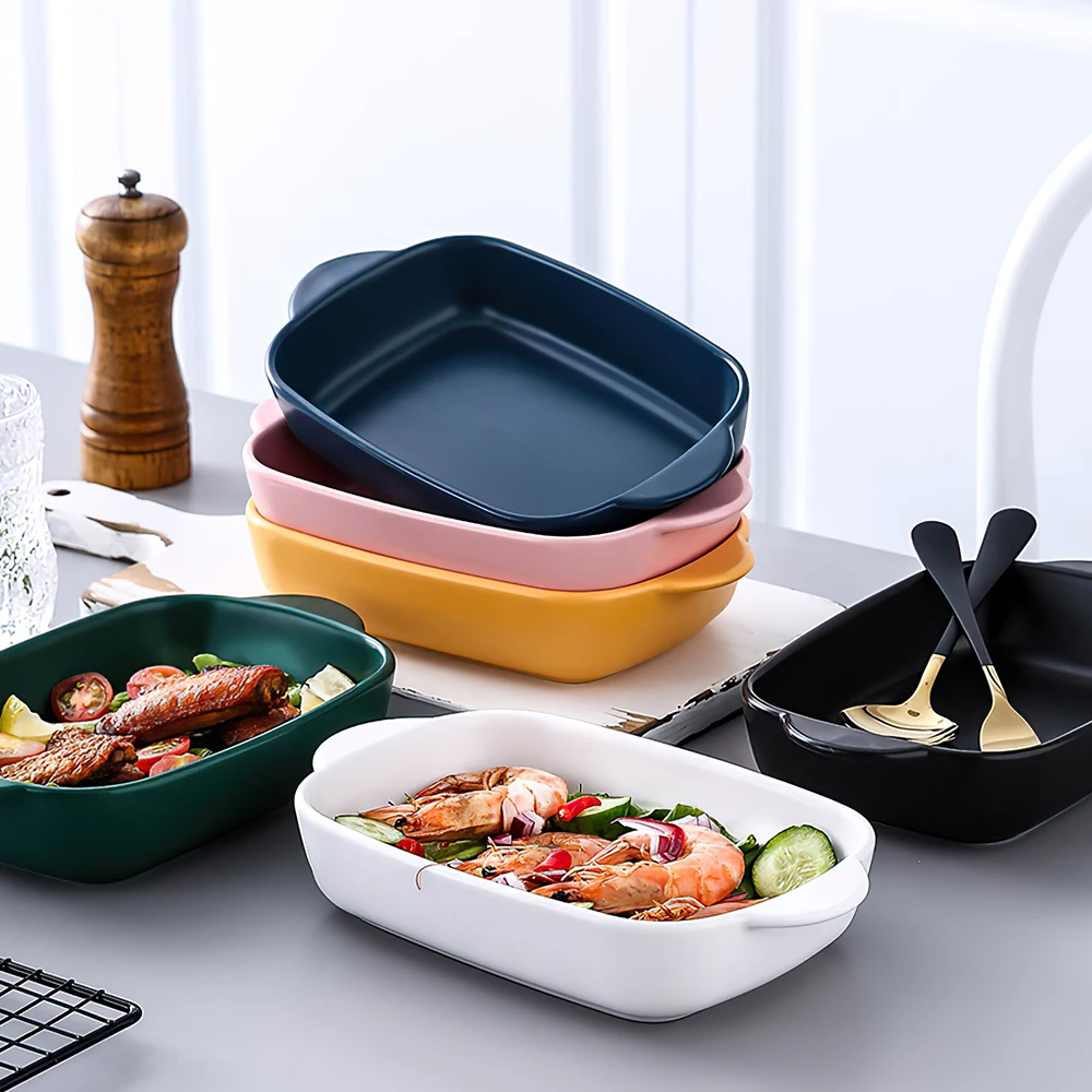 

Готовая к отправке прямоугольная Антипригарная посуда для выпечки фарфоровые скандинавские формы для выпечки набор керамической посуды для выпечки