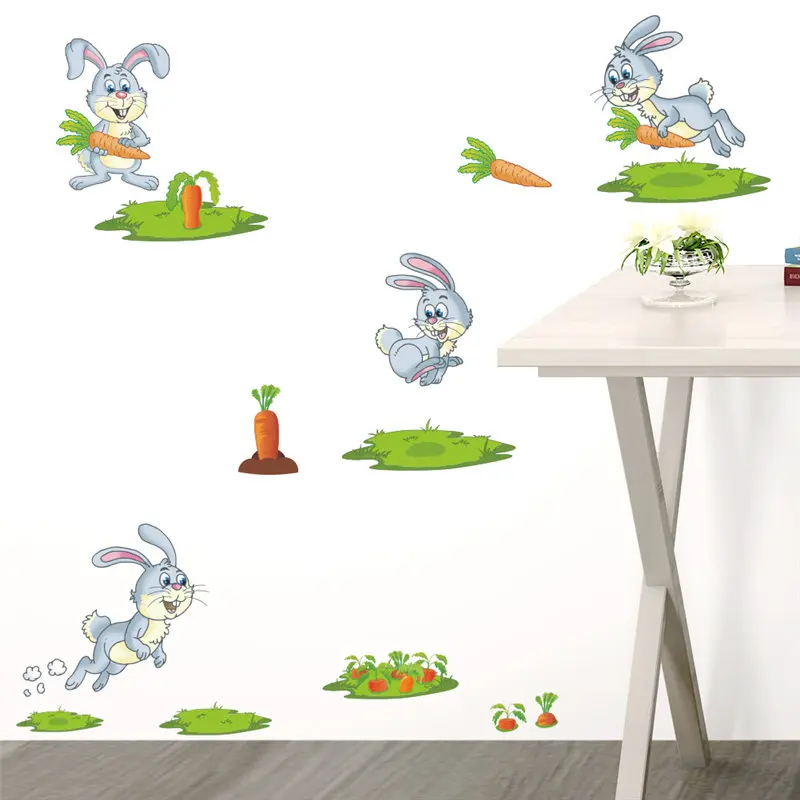 Наклейки на стену с изображением кролика моркови