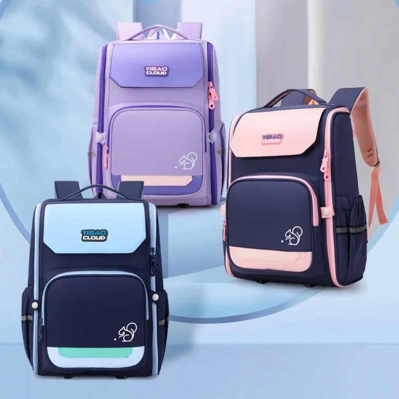 Primary Children British Style Simple Panelled Backpacks New Grade 1-3-6 Girls Boys Light High-capacity School Bags for Travel