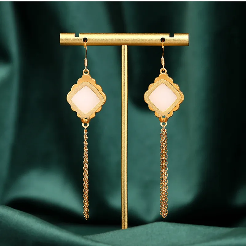 Аксессуары для китайского дворца Чонсам золотые Винтажные висячие серьги