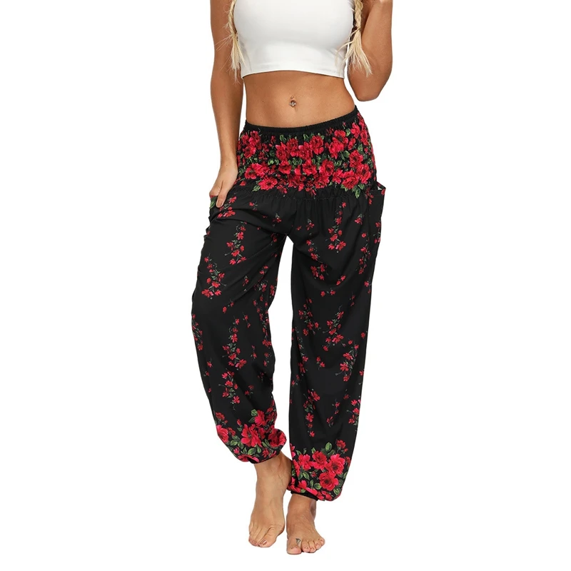 

Women's High Waist Bohemian Loose Yoga Printed Sports Beach Pants