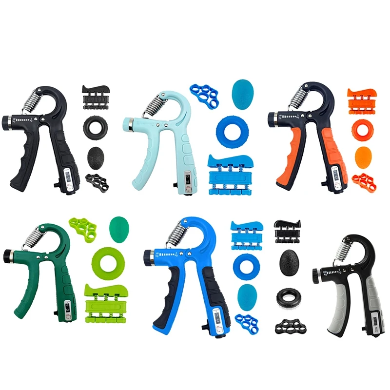 

5Pack Grip Strength Trainer Kit Adjustable Count Hand Grip Set With Finger Exerciser Hand Extension Exerciser