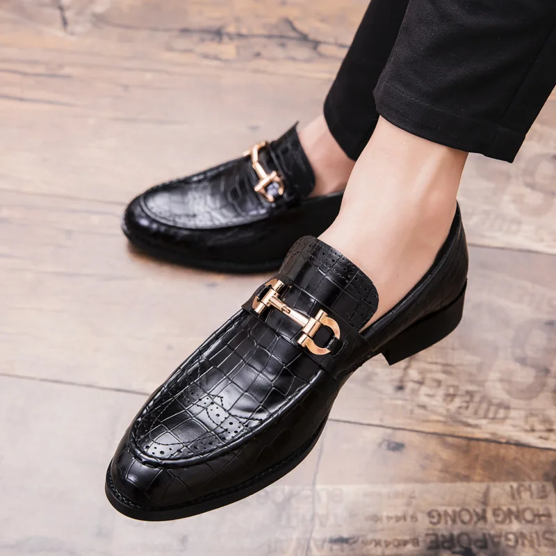 

Luxury Classic Business Flat Leather Shoes for Men Designer Formal Dress Leather Formal Shoes Men's Loafers Casual Wedding Shoe