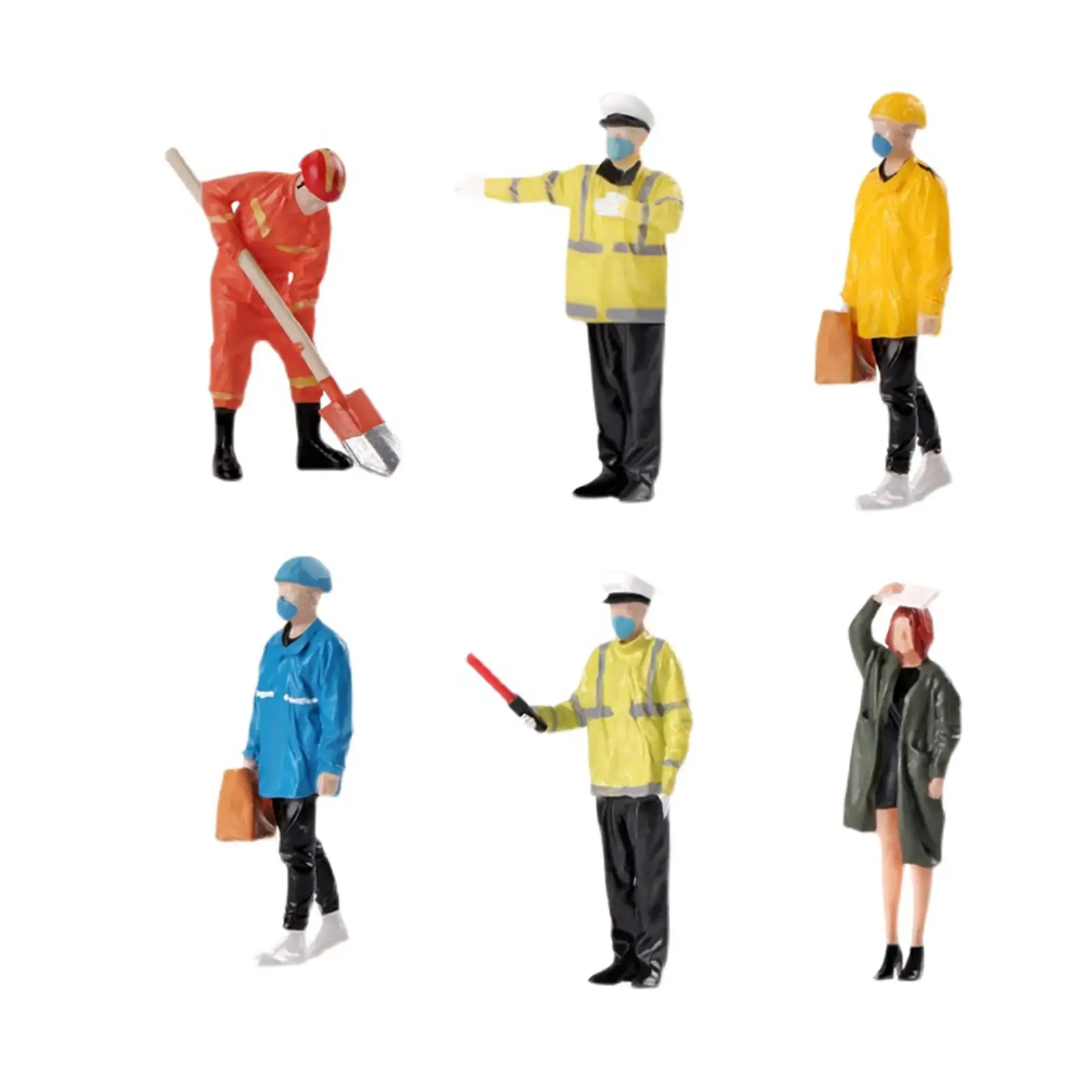 

6Pcs 1:32 People Figure Resin Painted DIY Projects Tiny People Sculpture