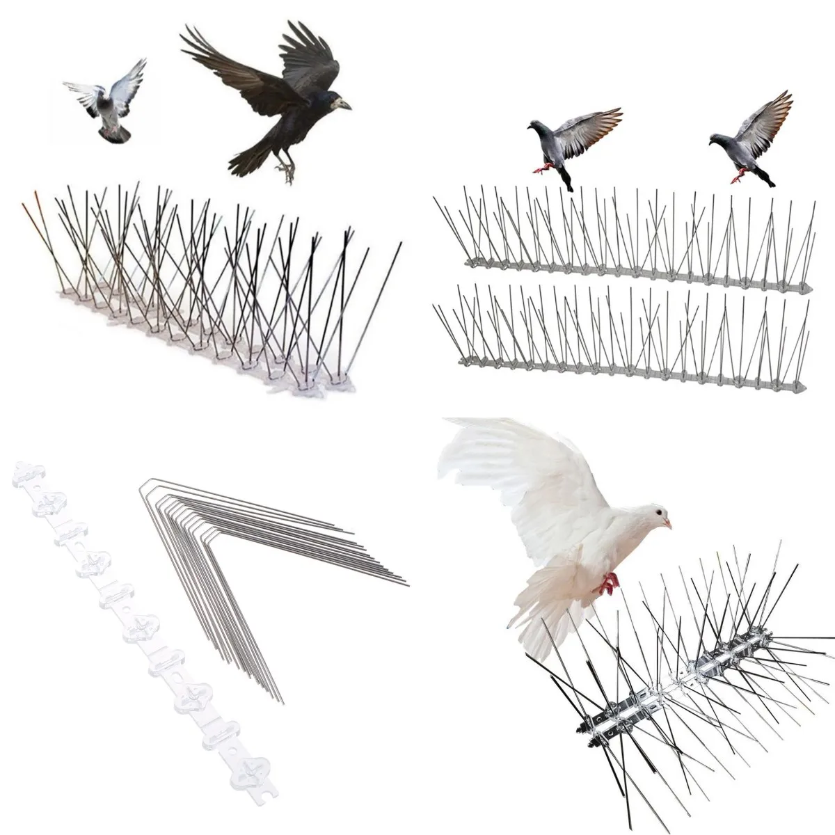 50/43cm Stainless Steel Bird Thorn Garden Orchard Fence Bird Spikes Catcher Repeller Anti-Theft Pigeon Nails Plastic Base