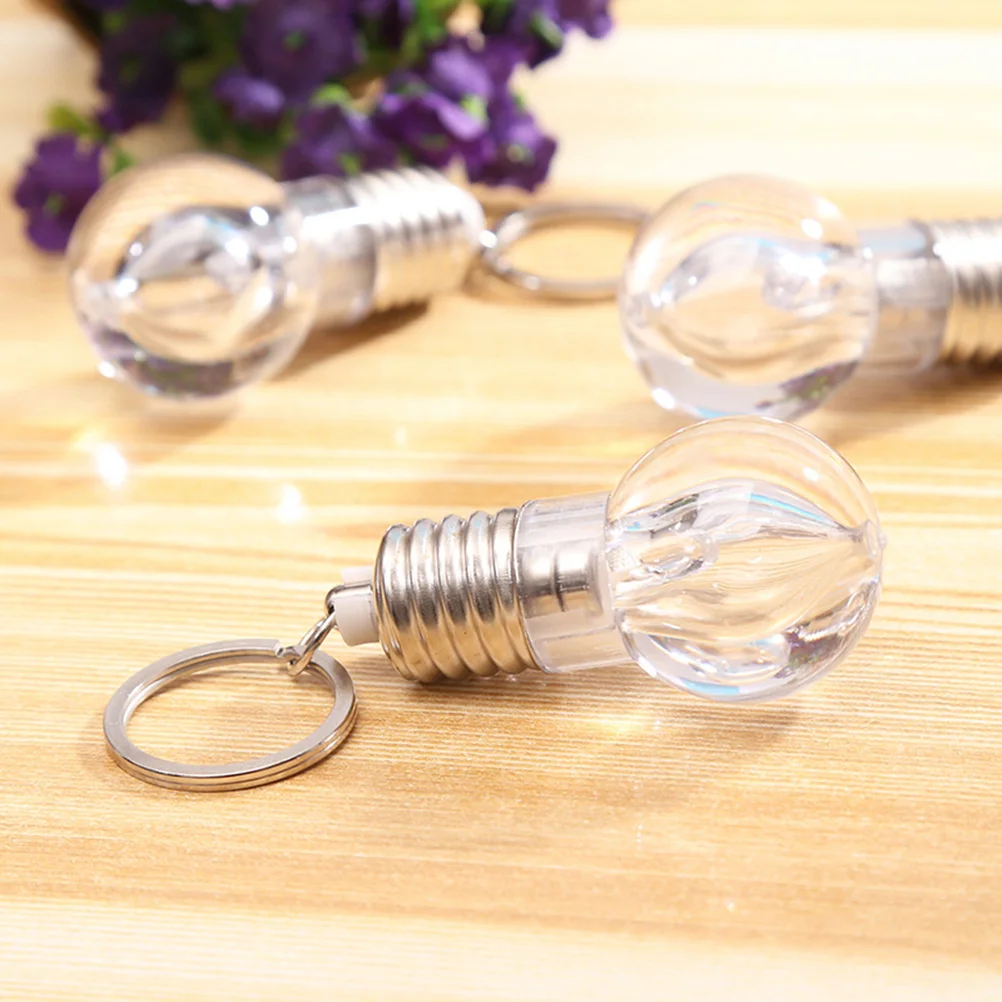 

10 Pcs LED Bulb Key Chain Mini Ring Clear Lamp Torch Keyring Unique Design Keychain Colorful Changing Flashlight