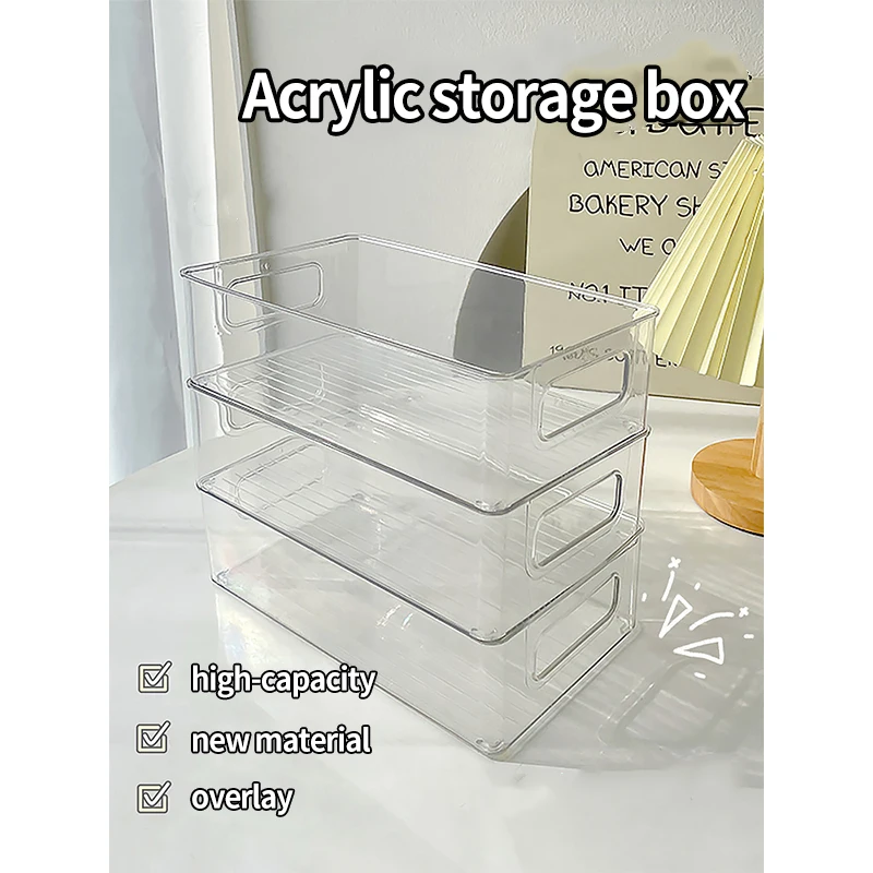 

Desktop storage box Acrylic cosmetics transparent basket dormitory facial mask drawer sorting box snacks sundries rack