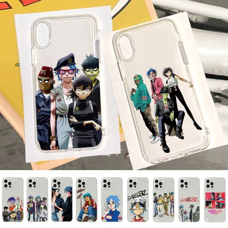 

Gorillaz Phone Case For iPhone 14 13 12 11 Pro Max Mini X Xs XR 6 7 8 Plus SE 2020 Transparent Case
