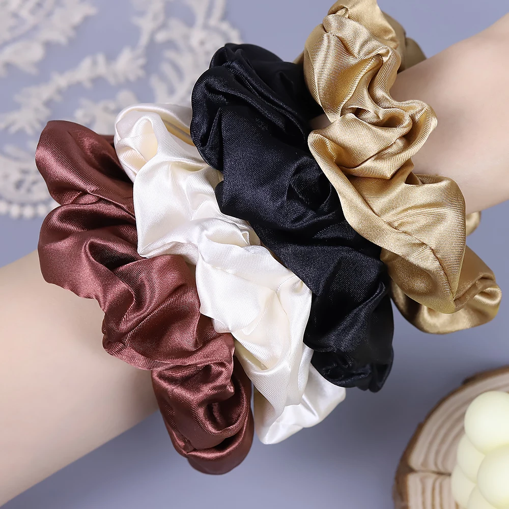 

Fashion Women Satin Silk Hair Tie Elastic Scrunchies Ponytail Holder Hair Rope Rings New Christmas Hair Accessories Wholesale