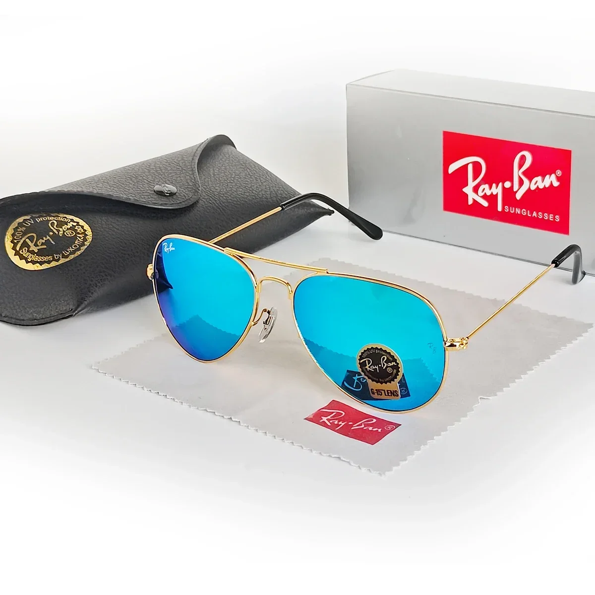 Стеклянные линзы Rayban 3025 зеркальные солнцезащитные очки-авиаторы унисекс