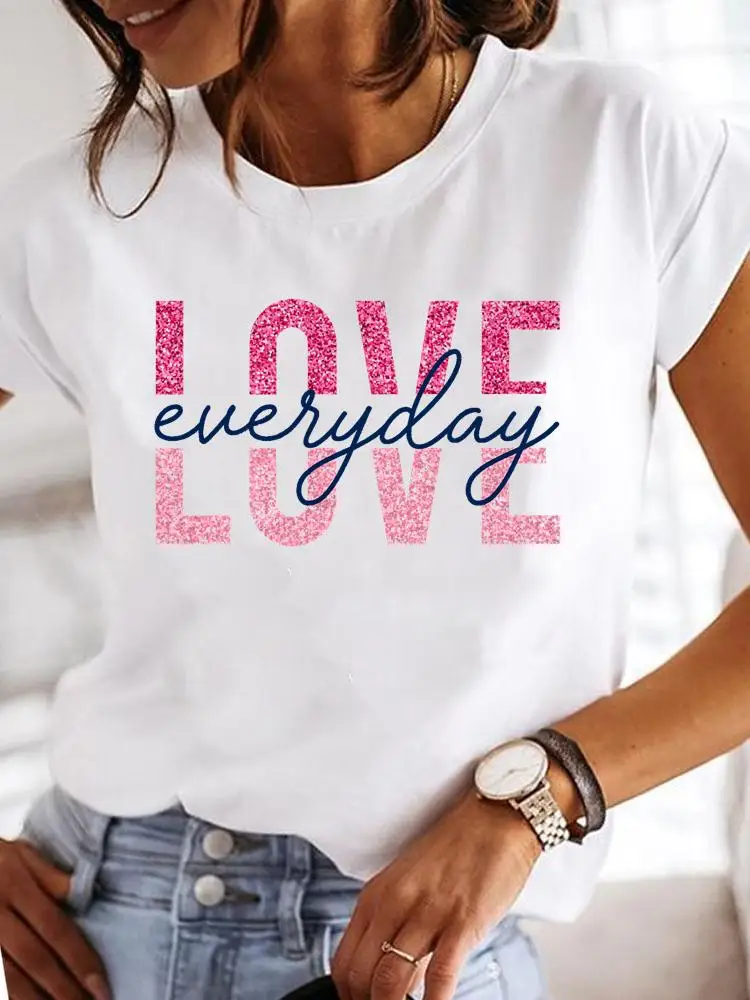 

Clothing Letter Love Cute 90s T-shirts Short Sleeve Clothes Fashion Casual Ladies Women Print Female Summer T Graphic Tee