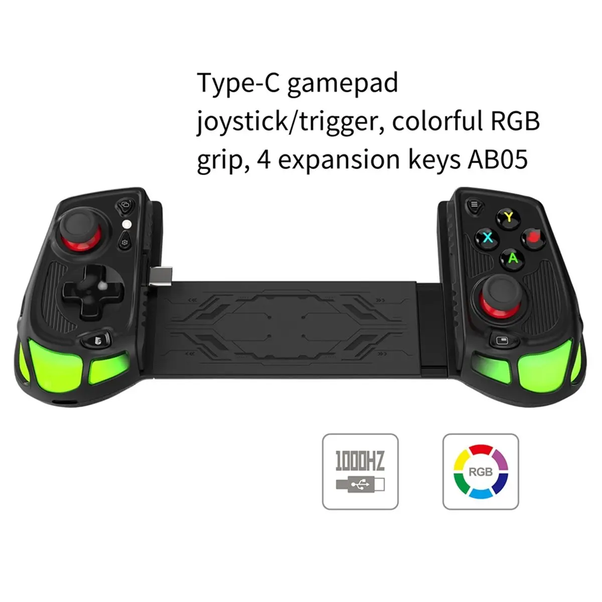 Фото Игровой контроллер DT90 New AB05 Type-C RGB, проводной, Bluetooth, с функцией растяжения, для Android и iOS, с турбо-режимом и автоматической стрельбой №3