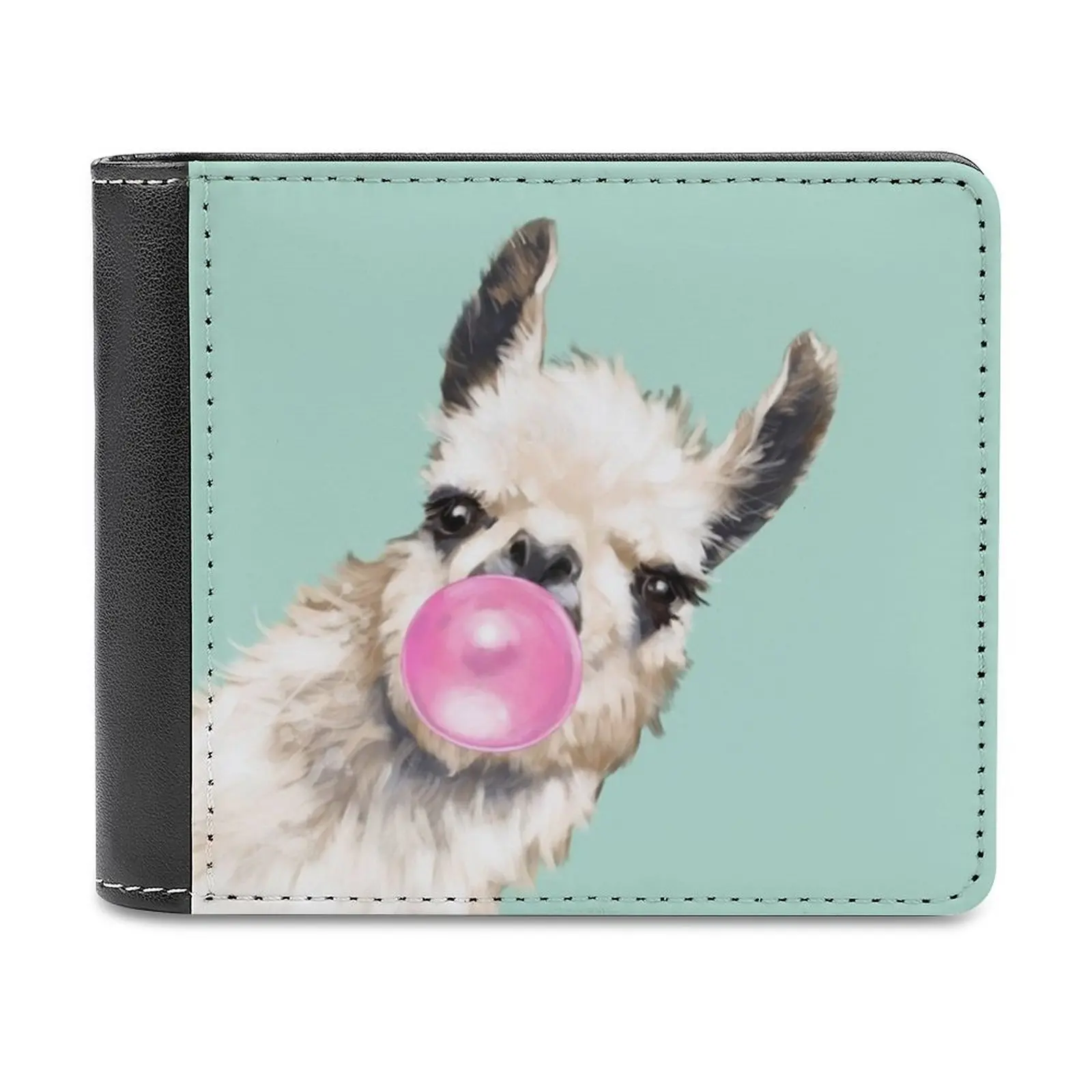 

Пузырьковая резинка, лама в зеленом кожаном кошельке, мужской кошелек, кошелек, зажим для денег, лама, милые очаровательные мемы, жевательная резинка